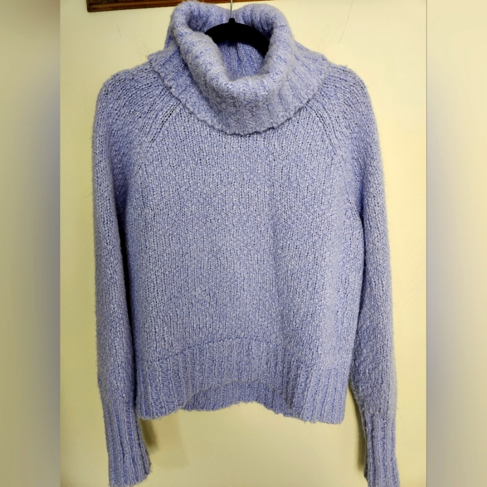 Jcrew Turtleneck Sweater Chunk Knit Alpaca Wool Blend Lavendar Small EUC